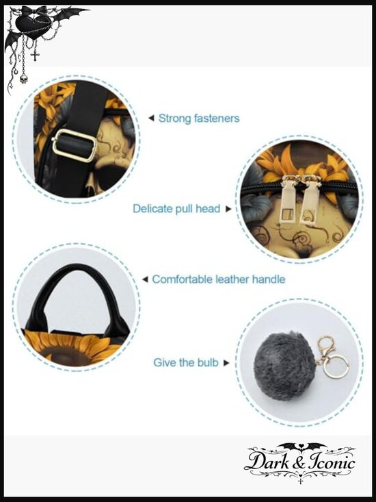 Skull Travel Backpack Purse with Pompom Womens Fashion Backpack